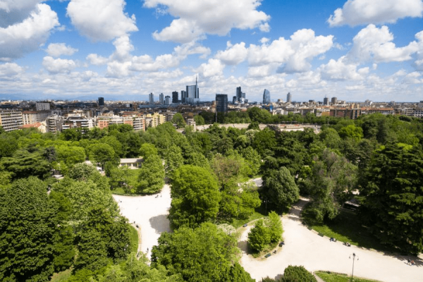 Aerial View Sempione Park Milan Italy